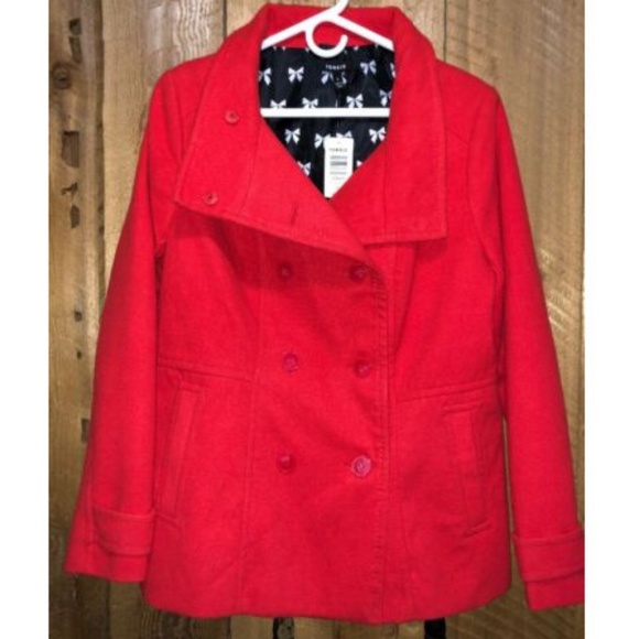 Torrid Coat $109 PLUS 0X 12 Red Peacoat Jacket NEW - Picture 3 of 6
